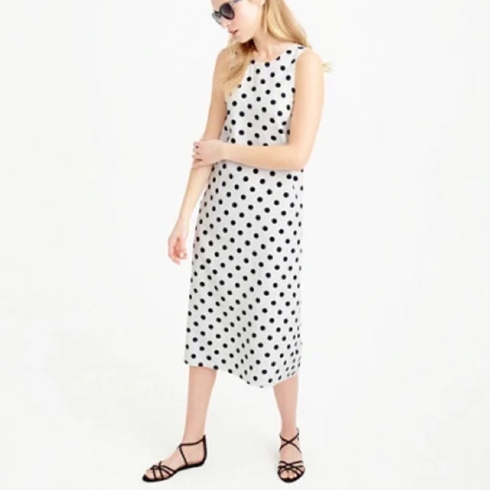 J. Crew 100% silk polka dot midi dress